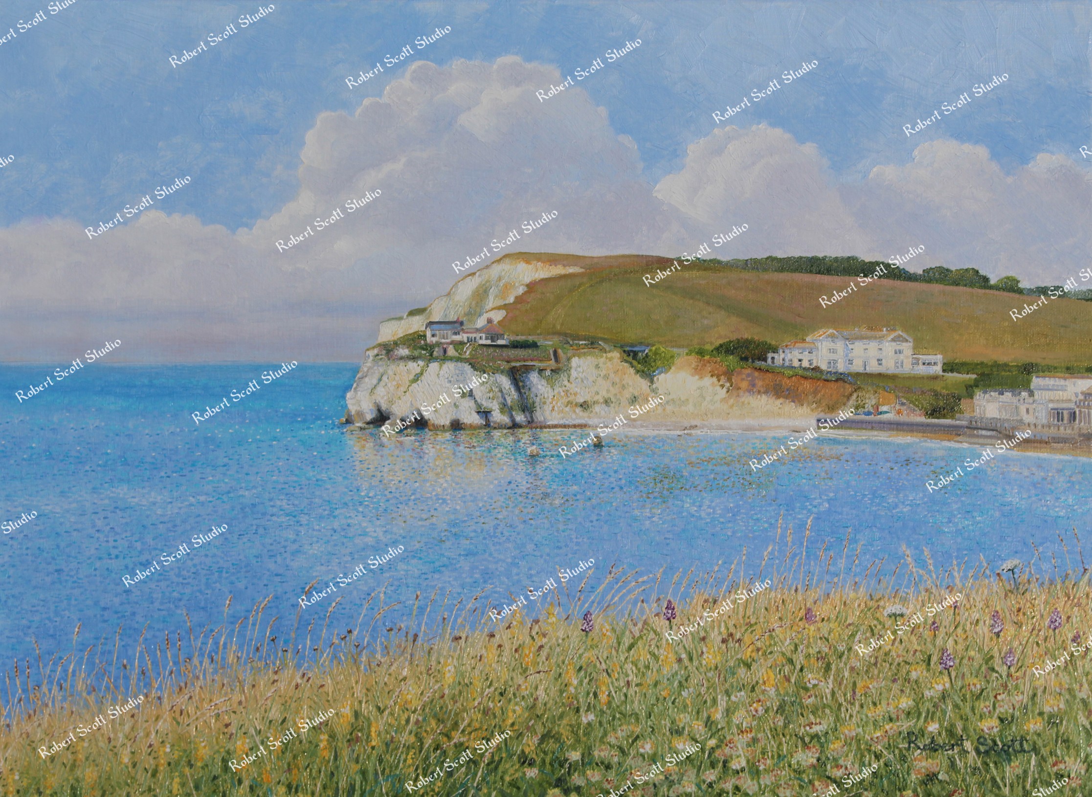 Clifftop View Towards Tennyson Down (Summer)