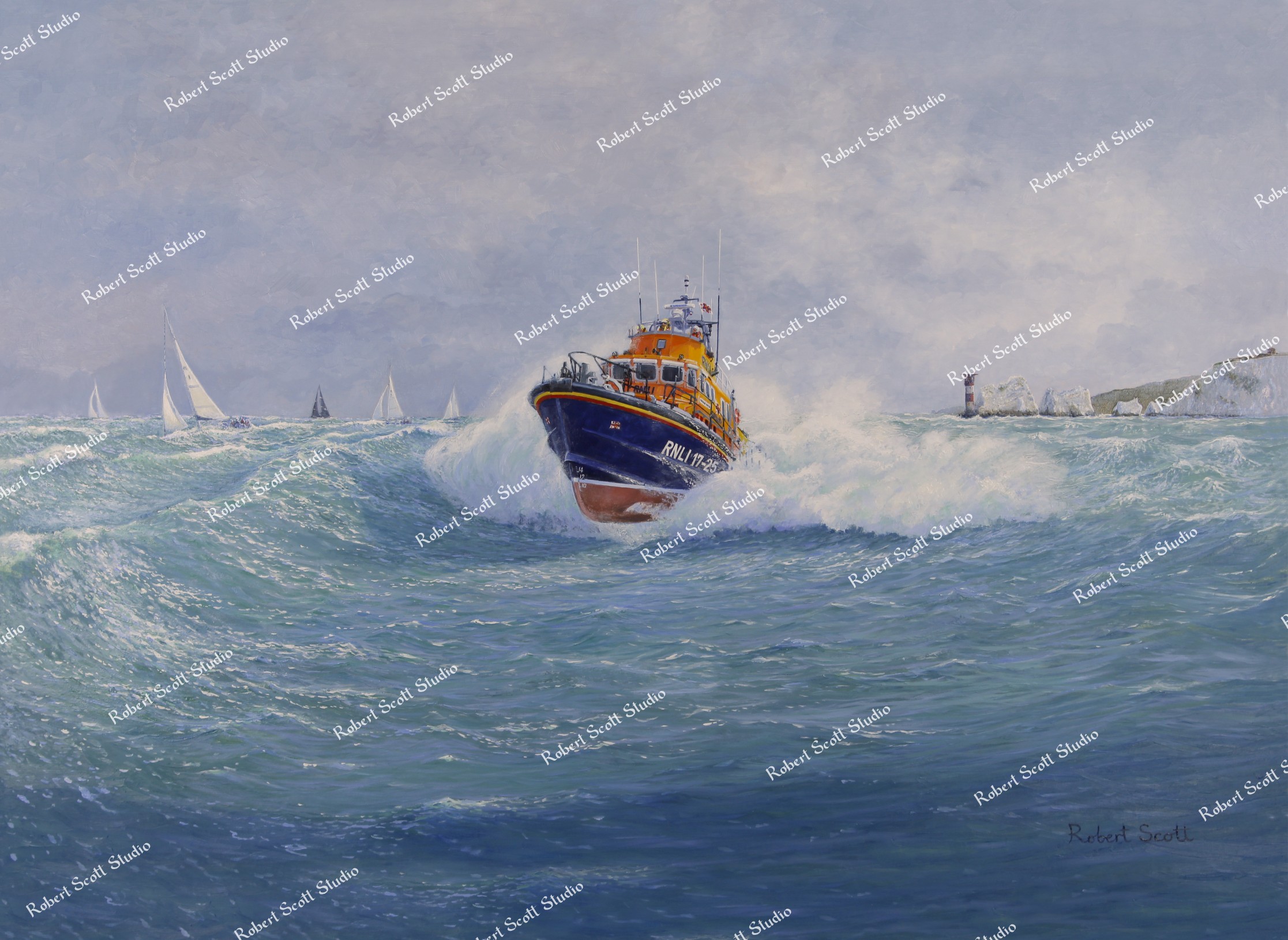 Yarmouth Lifeboat Passing The Needles (Round The Island Race 2024)